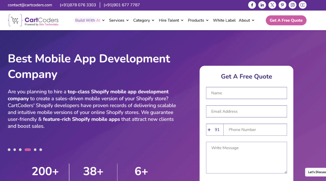 shopify website development company india 